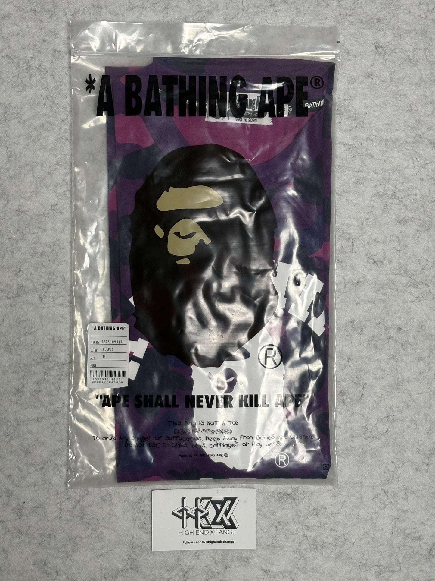 BAPE Purple Color Camo College T-shirt