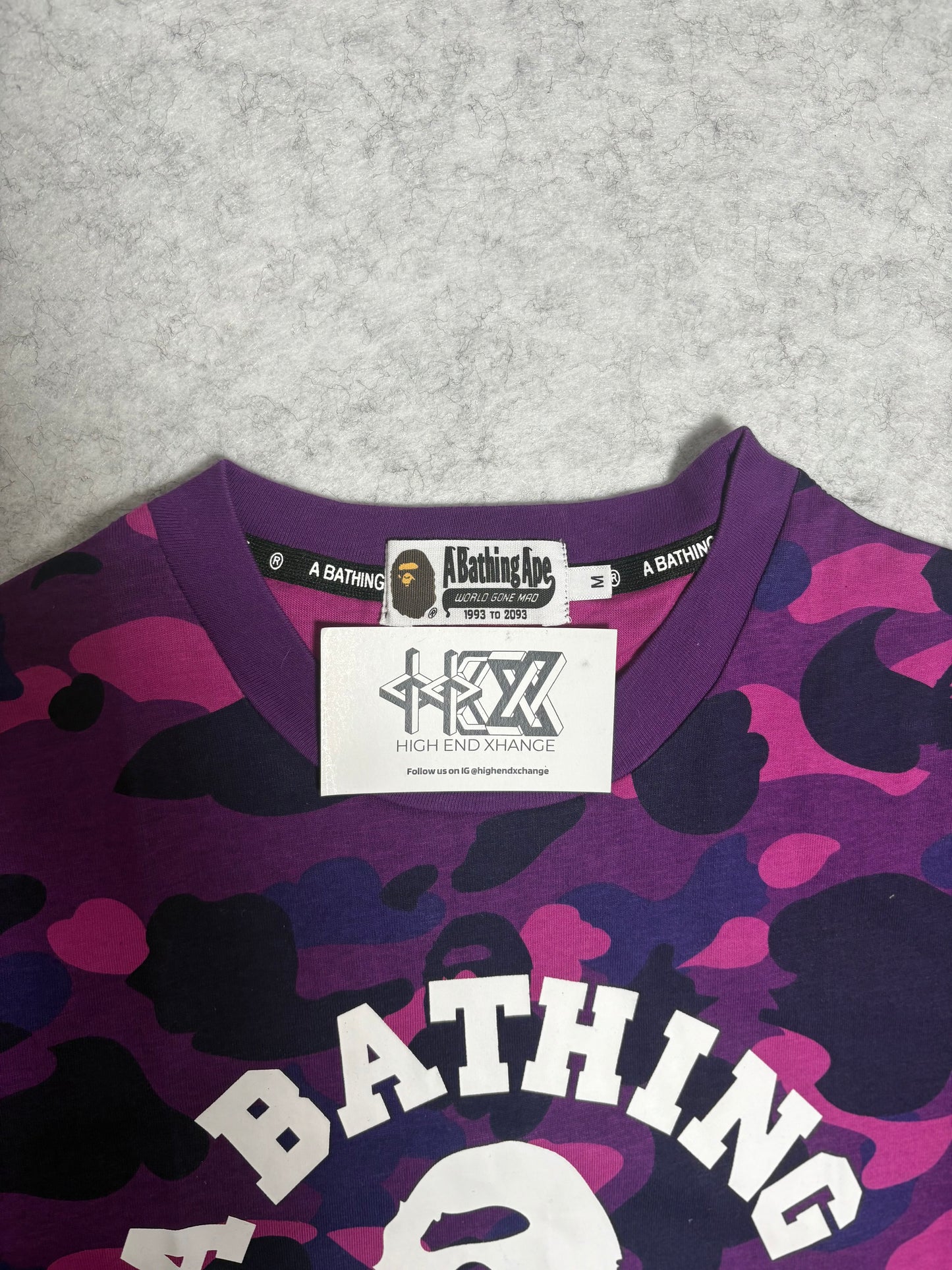 BAPE Purple Color Camo College T-shirt