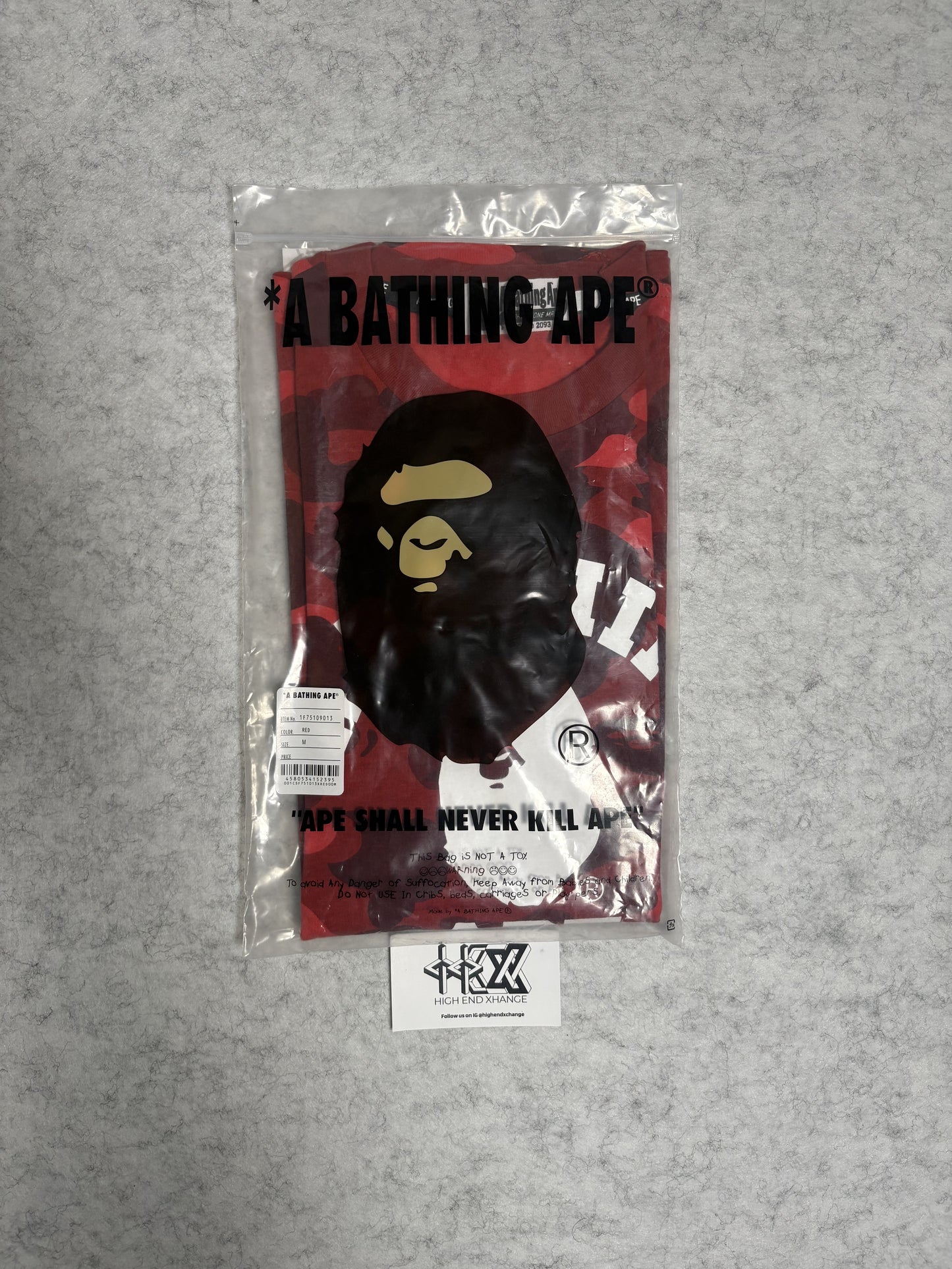 BAPE Red Color Camo College T-shirt