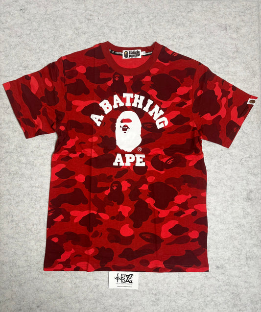 BAPE Red Color Camo College T-shirt