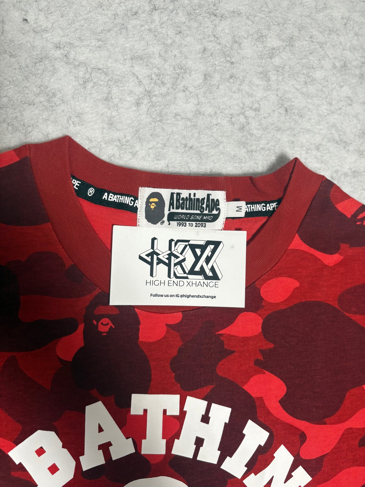 BAPE Red Color Camo College T-shirt